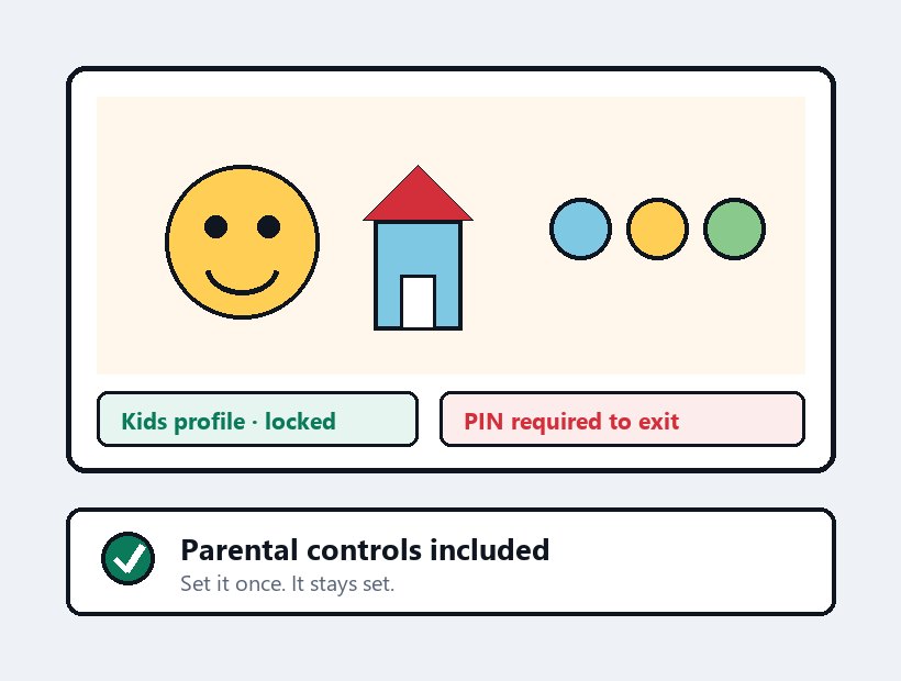 IPTV Canada for kids with a locked children profile, PIN protection and parental controls